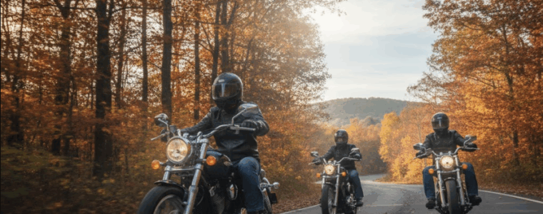 Enjoying motorcycle ride in the fall in New Jersey