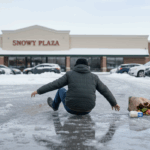 Falling in an icy parking lot