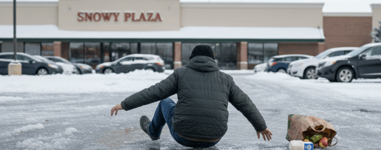 Falling in an icy parking lot